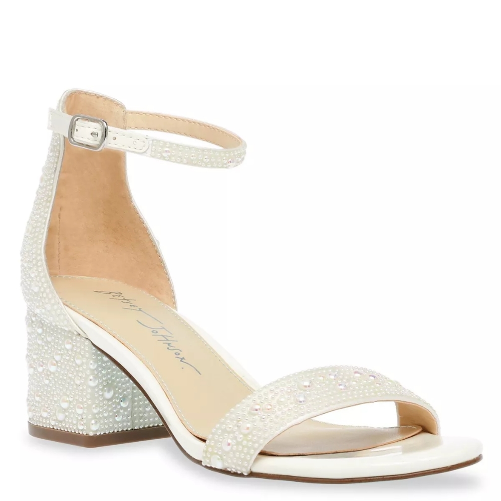 Blue Betsey Johnson Mari Pearl Heels Size 8 Wedding Shoes